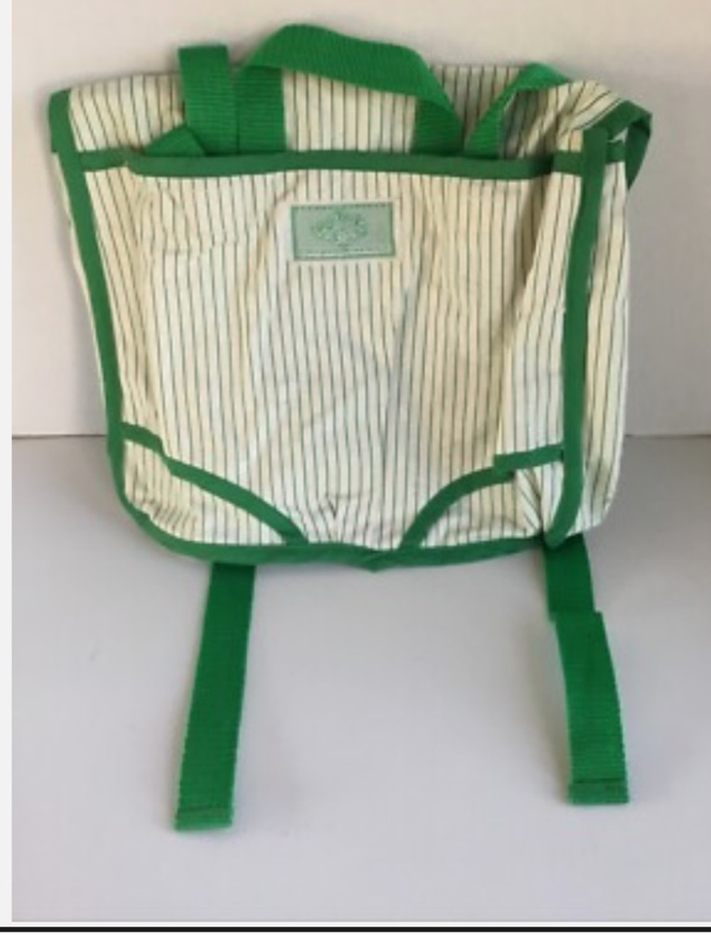 Vintage 1984 Cabbage Patch doll carrier backpack green stripe diaper bag